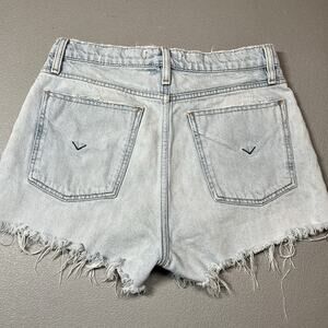 Hudson Cara Classic Raw Edge Hem Denim Blue Jean Shorts Button Fly Sz 29